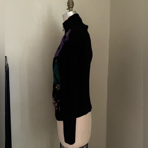 LAUREN RL Stylish Black Jacket with Green and Purple Accents - Picture 3 of 12